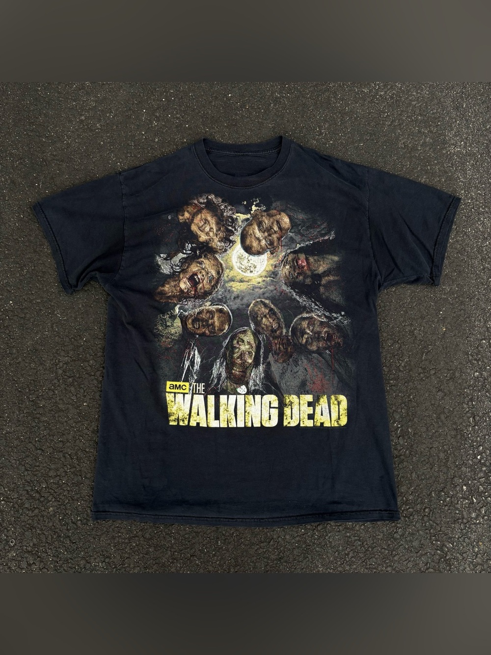 Y2K 2014 The Walking Dead AMC Black Graphic T-Shirt Zombies Show Classic USA XL